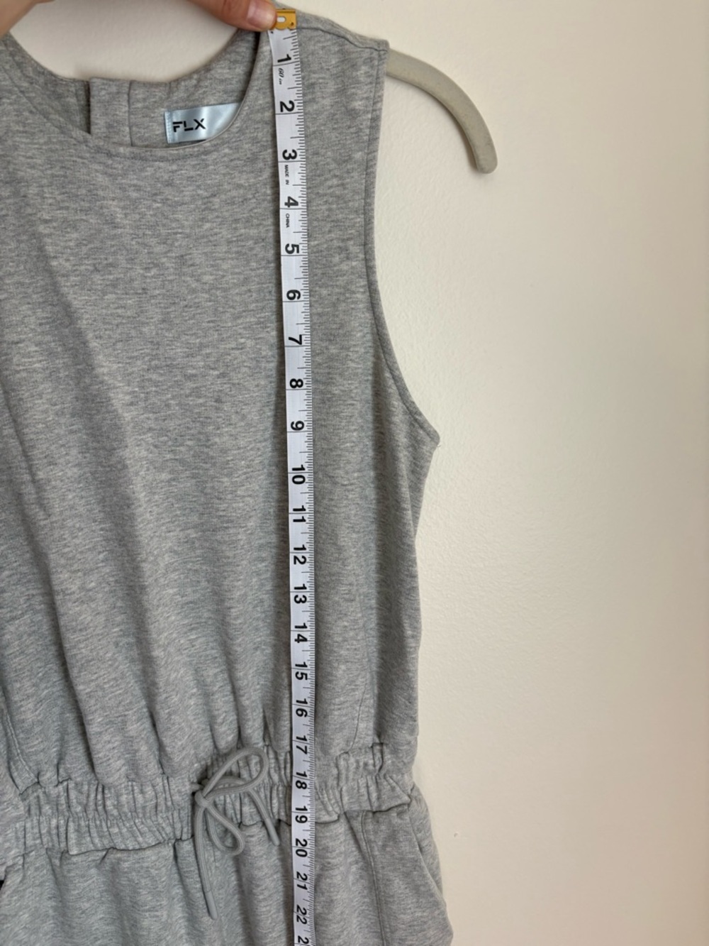 FLX Light Gray Sleeveless Drawstring Jumpsuit Women’s Athleisure Sporty Sz XS - Picture 10 of 14